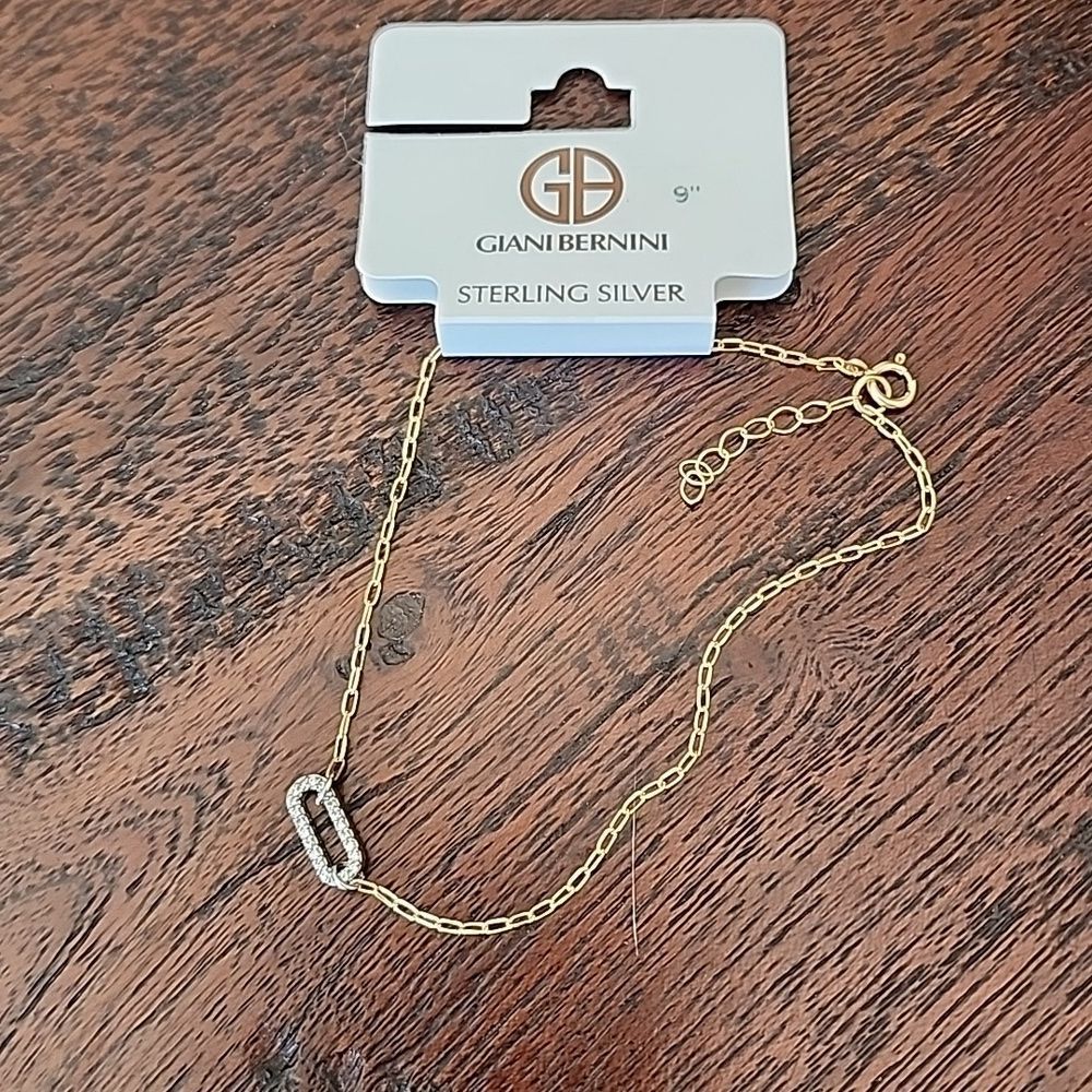 Gianni Bernini CZ anklet gold-plated sterling silver - 9"